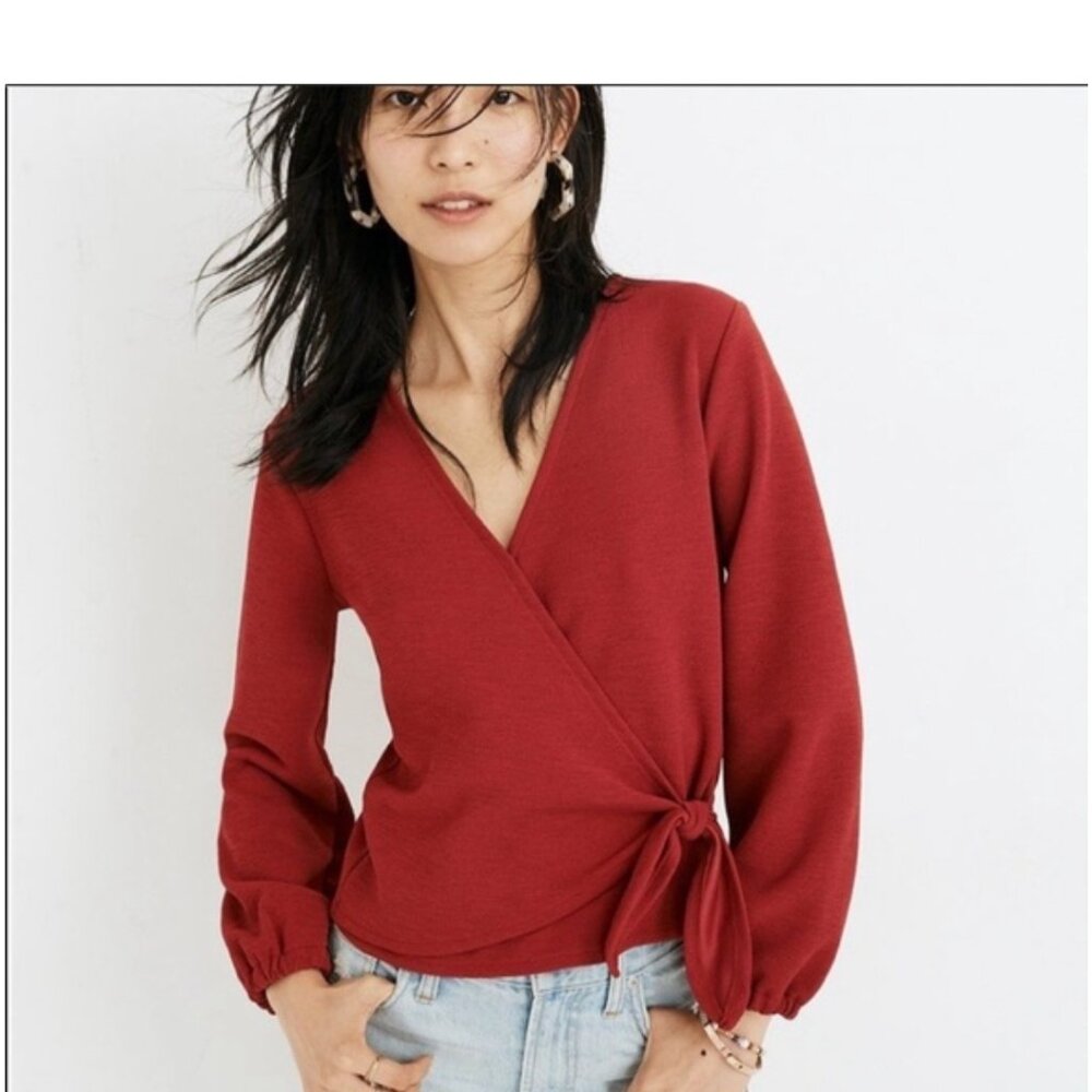 Madewell Miller Crossbody Wrap Top, Deep Crimson